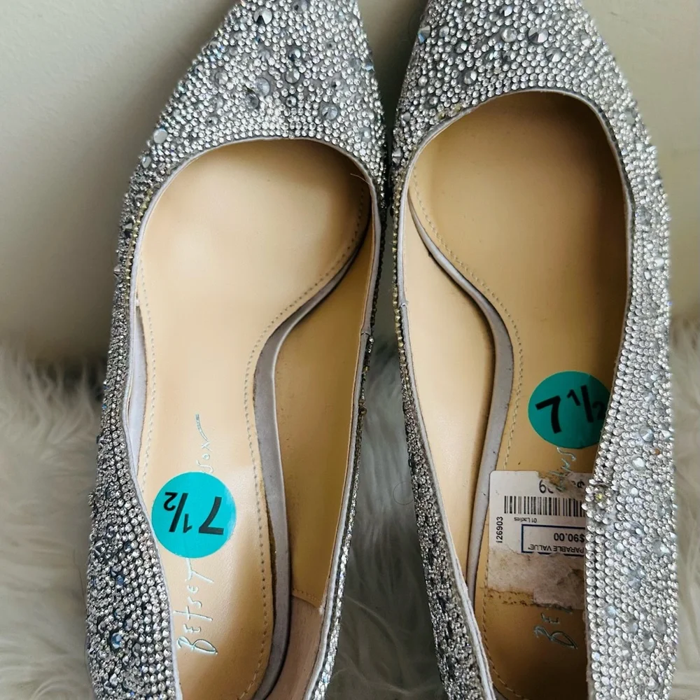 Betsy Johnson silver block heels. - Picture 3 of 11